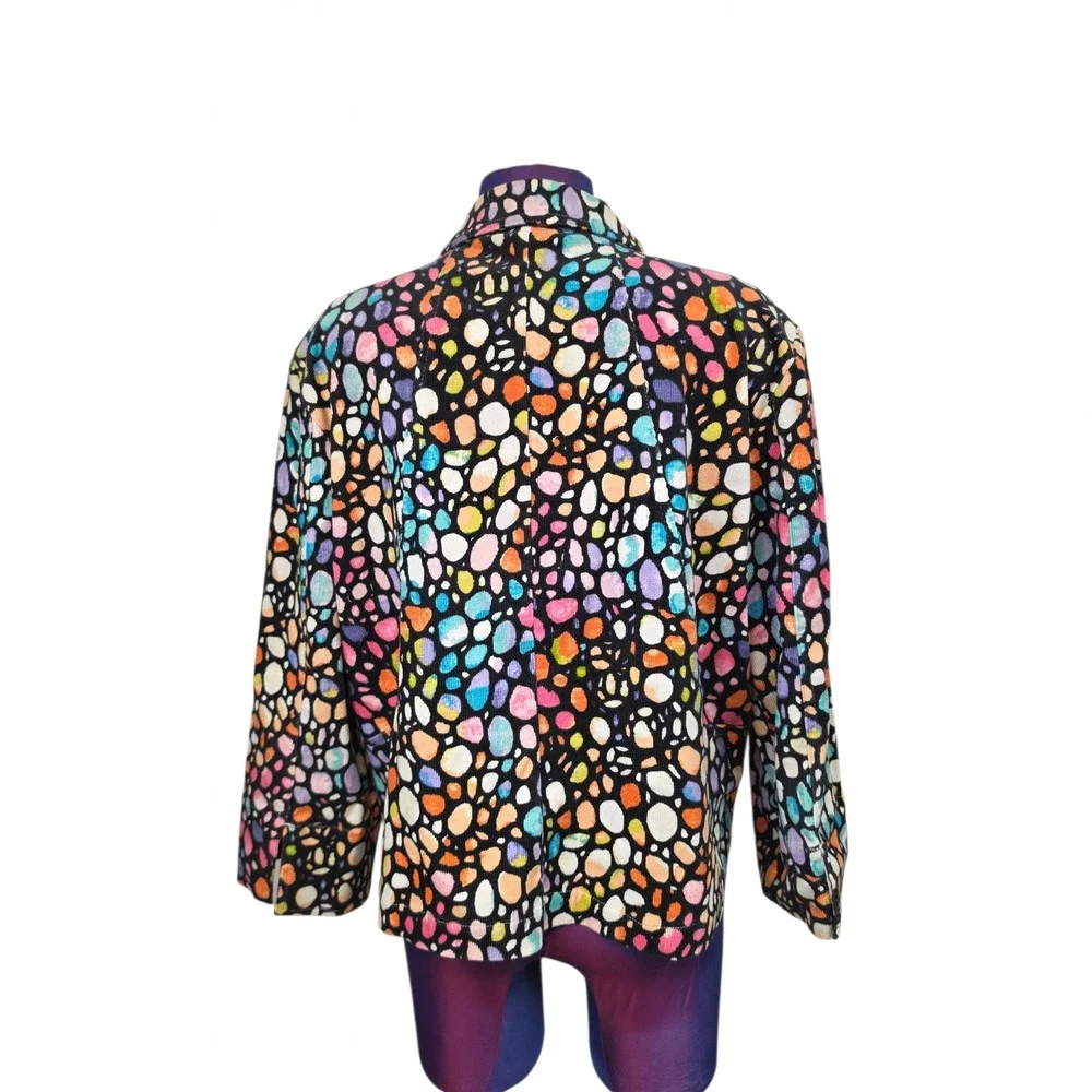 Christopher & Banks XL Multi Color Abstract Pebble Stretch Corduroy Jacket